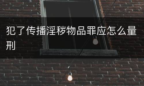 犯了传播淫秽物品罪应怎么量刑