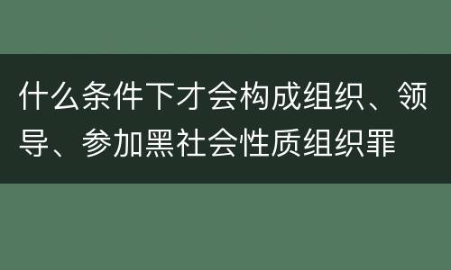 什么条件下才会构成组织、领导、参加黑社会性质组织罪