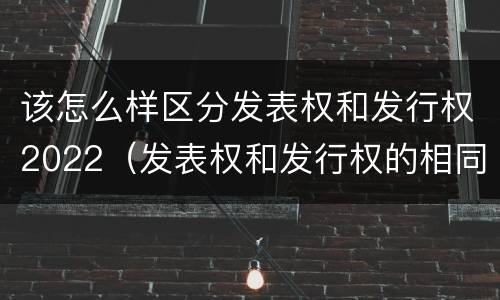 该怎么样区分发表权和发行权2022（发表权和发行权的相同点）
