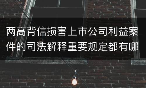 两高背信损害上市公司利益案件的司法解释重要规定都有哪些