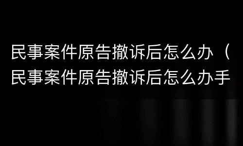 民事案件原告撤诉后怎么办（民事案件原告撤诉后怎么办手续）