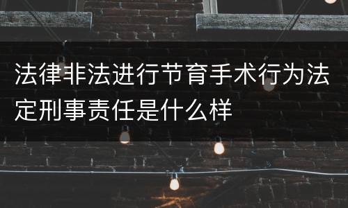 法律非法进行节育手术行为法定刑事责任是什么样