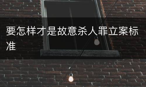 要怎样才是故意杀人罪立案标准