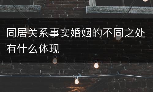 同居关系事实婚姻的不同之处有什么体现