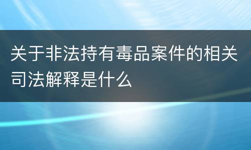 关于非法持有毒品案件的相关司法解释是什么