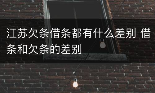 江苏欠条借条都有什么差别 借条和欠条的差别
