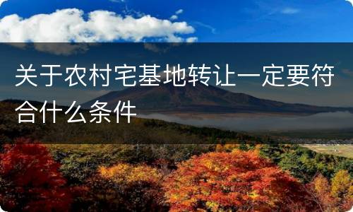 关于农村宅基地转让一定要符合什么条件