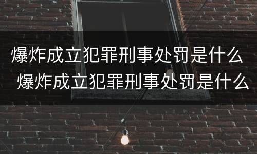 爆炸成立犯罪刑事处罚是什么 爆炸成立犯罪刑事处罚是什么原因