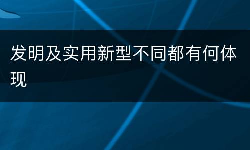 发明及实用新型不同都有何体现
