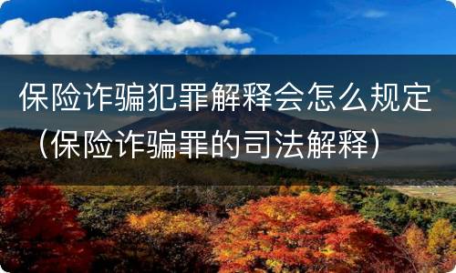保险诈骗犯罪解释会怎么规定（保险诈骗罪的司法解释）