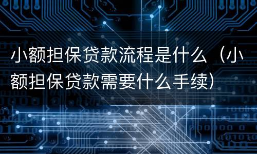 小额担保贷款流程是什么（小额担保贷款需要什么手续）