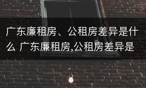 广东廉租房、公租房差异是什么 广东廉租房,公租房差异是什么意思