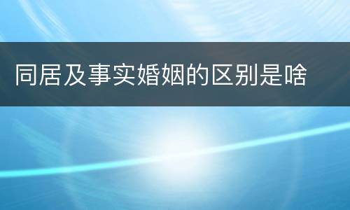 同居及事实婚姻的区别是啥