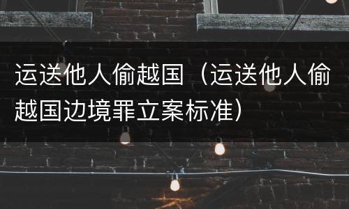 运送他人偷越国（运送他人偷越国边境罪立案标准）