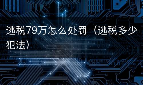 逃税79万怎么处罚（逃税多少犯法）