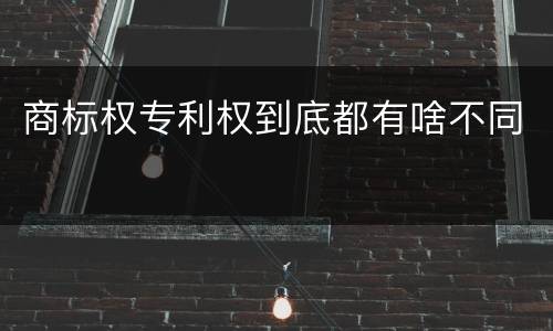 商标权专利权到底都有啥不同