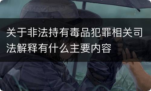 关于非法持有毒品犯罪相关司法解释有什么主要内容