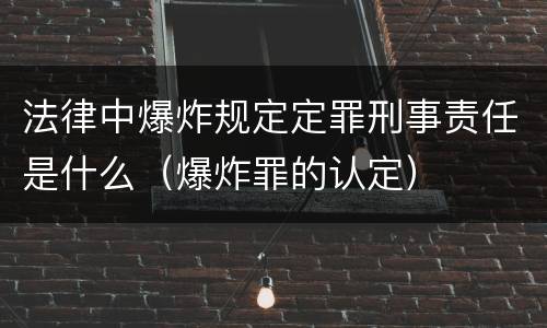 法律中爆炸规定定罪刑事责任是什么（爆炸罪的认定）