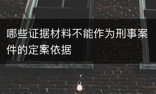 哪些证据材料不能作为刑事案件的定案依据