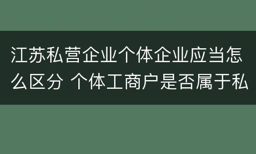 江苏私营企业个体企业应当怎么区分 个体工商户是否属于私营企业