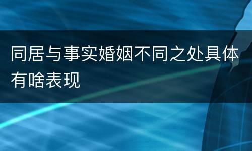 同居与事实婚姻不同之处具体有啥表现