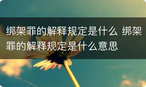 绑架罪的解释规定是什么 绑架罪的解释规定是什么意思