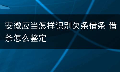 安徽应当怎样识别欠条借条 借条怎么鉴定