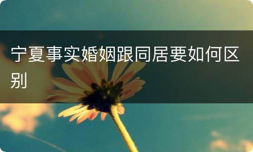 宁夏事实婚姻跟同居要如何区别