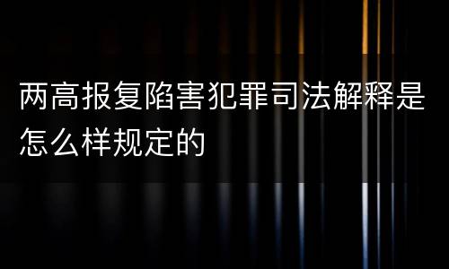 两高报复陷害犯罪司法解释是怎么样规定的