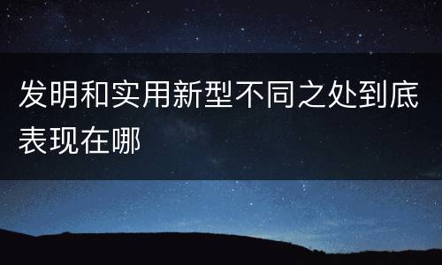 发明和实用新型不同之处到底表现在哪
