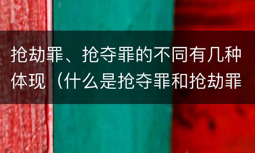 抢劫罪、抢夺罪的不同有几种体现（什么是抢夺罪和抢劫罪）