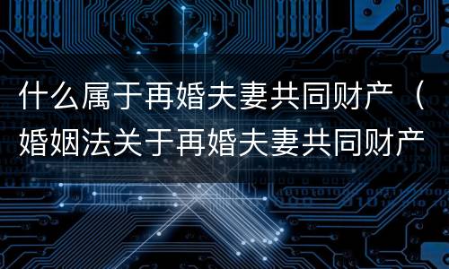 什么属于再婚夫妻共同财产（婚姻法关于再婚夫妻共同财产的规定）