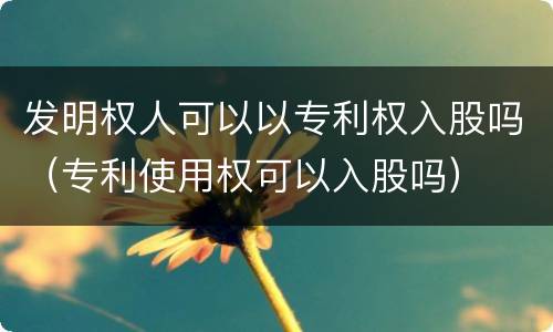发明权人可以以专利权入股吗（专利使用权可以入股吗）
