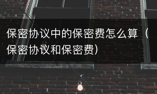 保密协议中的保密费怎么算（保密协议和保密费）