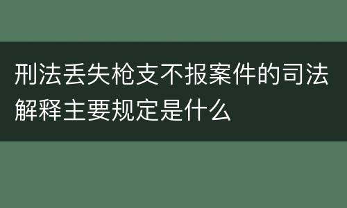 刑法丢失枪支不报案件的司法解释主要规定是什么