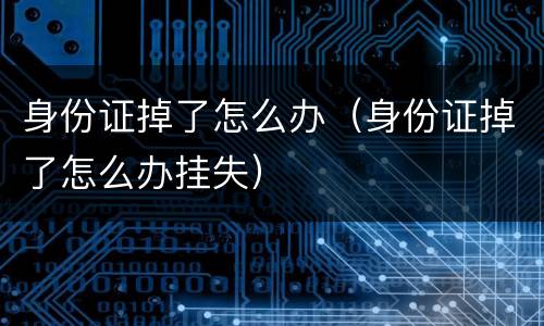 身份证掉了怎么办（身份证掉了怎么办挂失）