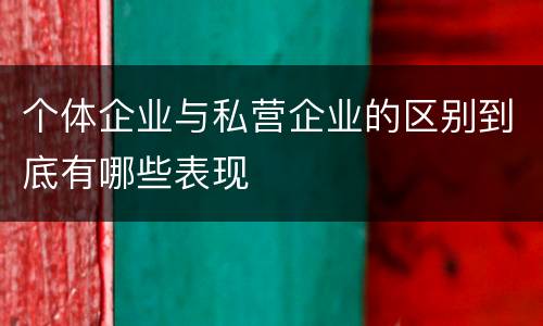 个体企业与私营企业的区别到底有哪些表现