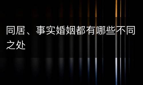 同居、事实婚姻都有哪些不同之处
