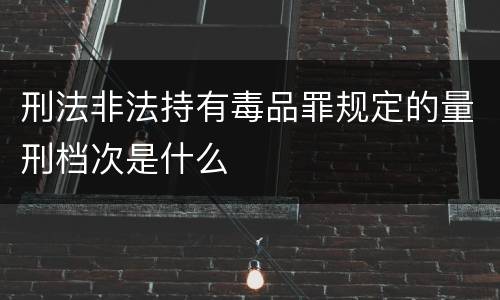 刑法非法持有毒品罪规定的量刑档次是什么