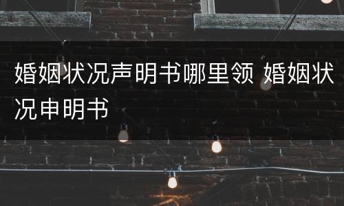 婚姻状况声明书哪里领 婚姻状况申明书