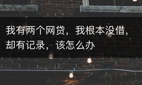 我有两个网贷，我根本没借，却有记录，该怎么办