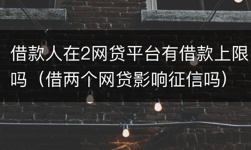 借款人在2网贷平台有借款上限吗（借两个网贷影响征信吗）