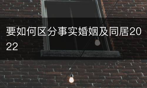 要如何区分事实婚姻及同居2022