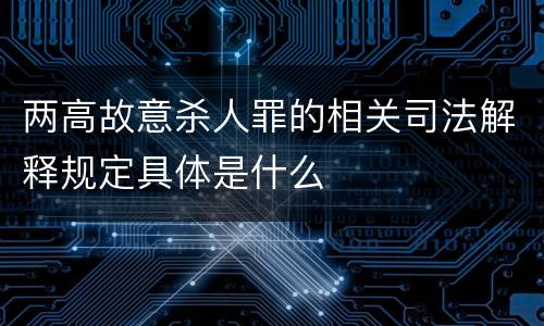 两高故意杀人罪的相关司法解释规定具体是什么