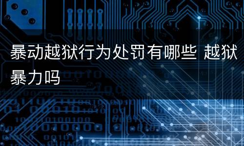 暴动越狱行为处罚有哪些 越狱暴力吗