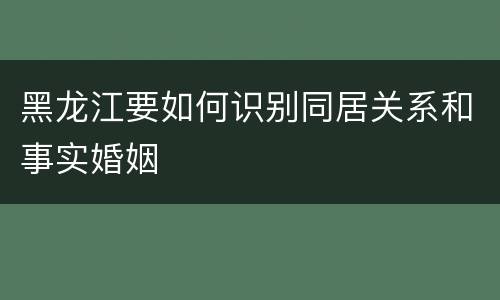 黑龙江要如何识别同居关系和事实婚姻