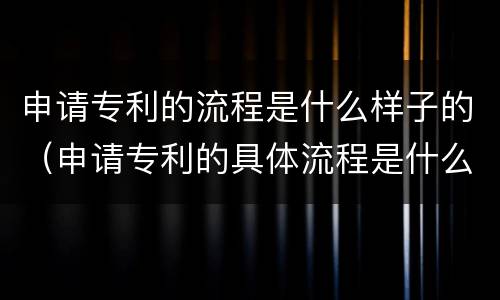 申请专利的流程是什么样子的（申请专利的具体流程是什么?）