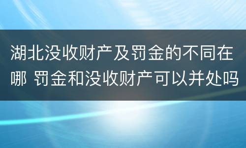 湖北没收财产及罚金的不同在哪 罚金和没收财产可以并处吗