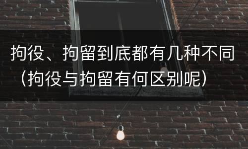拘役、拘留到底都有几种不同（拘役与拘留有何区别呢）