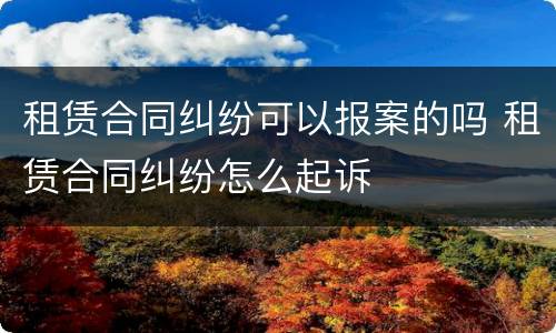 租赁合同纠纷可以报案的吗 租赁合同纠纷怎么起诉